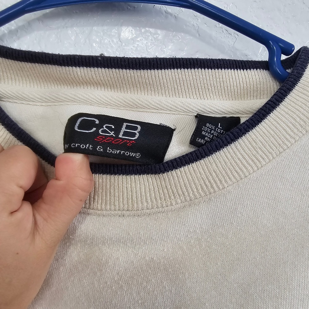 Vintage C&B Sport Croft & Barrow Mens Large Cream Embroidered Golf Sweatshirt - Picture 2 of 4